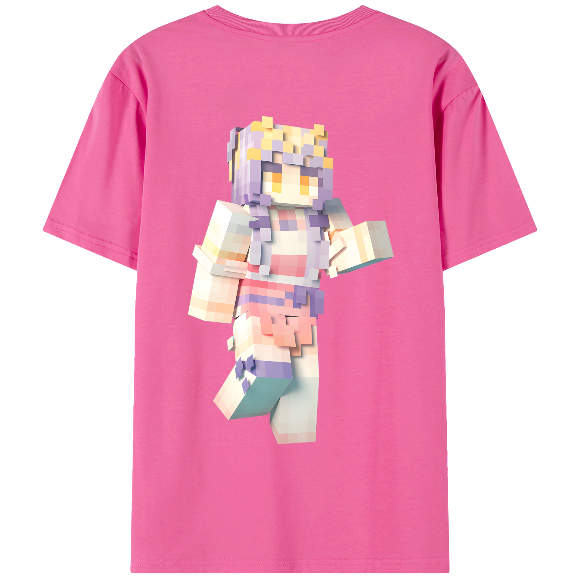 （画像用） マインクラフト ブロックの世界 Minecraft MC Block world レディース半袖Tシャツ(バックプリント)